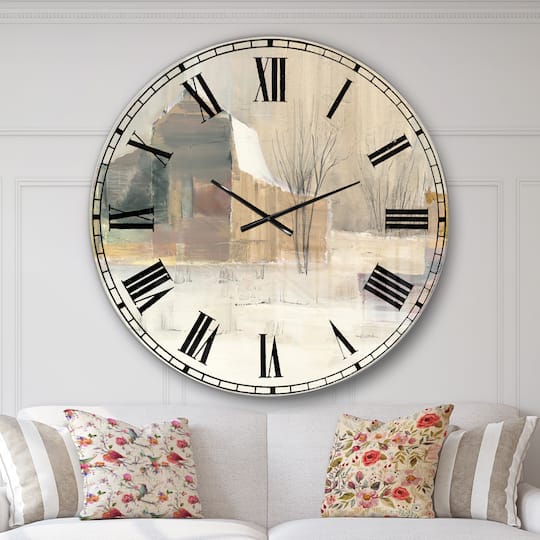 Designart Winter on the Farm House Farmhouse Wall Clock